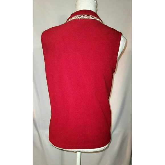 LL Bean Red Fair Isle Fleece Sweater Vest - Size Small - Picture 4 of 11